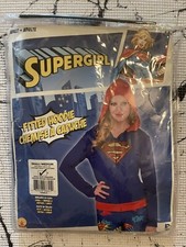 Supergirl Fitted Hoodie DC Superhero Fancy Up Dress Halloween Adult Costume S/M