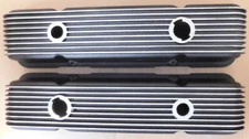 Cal Custom 40-2300 SB Chevy Valve Covers, Finned, Baffled, Black Krinkle