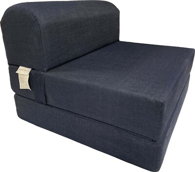 Sleeper Chair Folding Foam Beds, Portable Bed Sit Sleep 6 x 32 x 70 Blue Denim