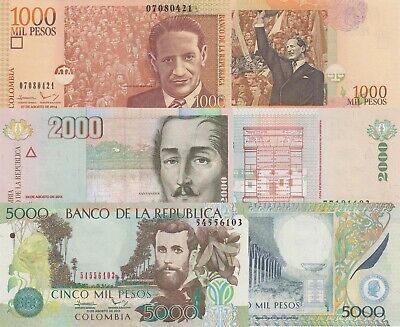 p457y UNC Colombia 2 Note Set: 1000 & 2000 Pesos 2014/15 - p465t
