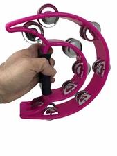 Pandero  Color Fuchsia Media Luna Tambourine metal con palstico