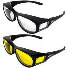 2 Pairs of Global Vision Escort Fit Over Safety Glasses Yellow  Clear Lenses