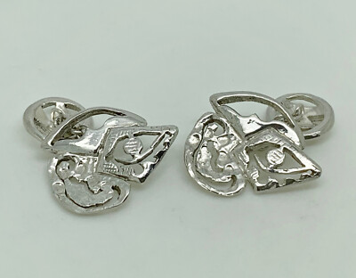 td Studio Vintage 1995 Sterling Silver Abstract Modernist OOAK Cufflinks