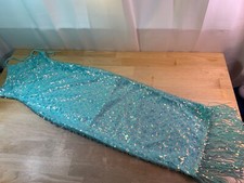 Women's Fashion Nova Aqua Mermaid Long Dress Sz S with Sequins-BEAUTIFUL!!*