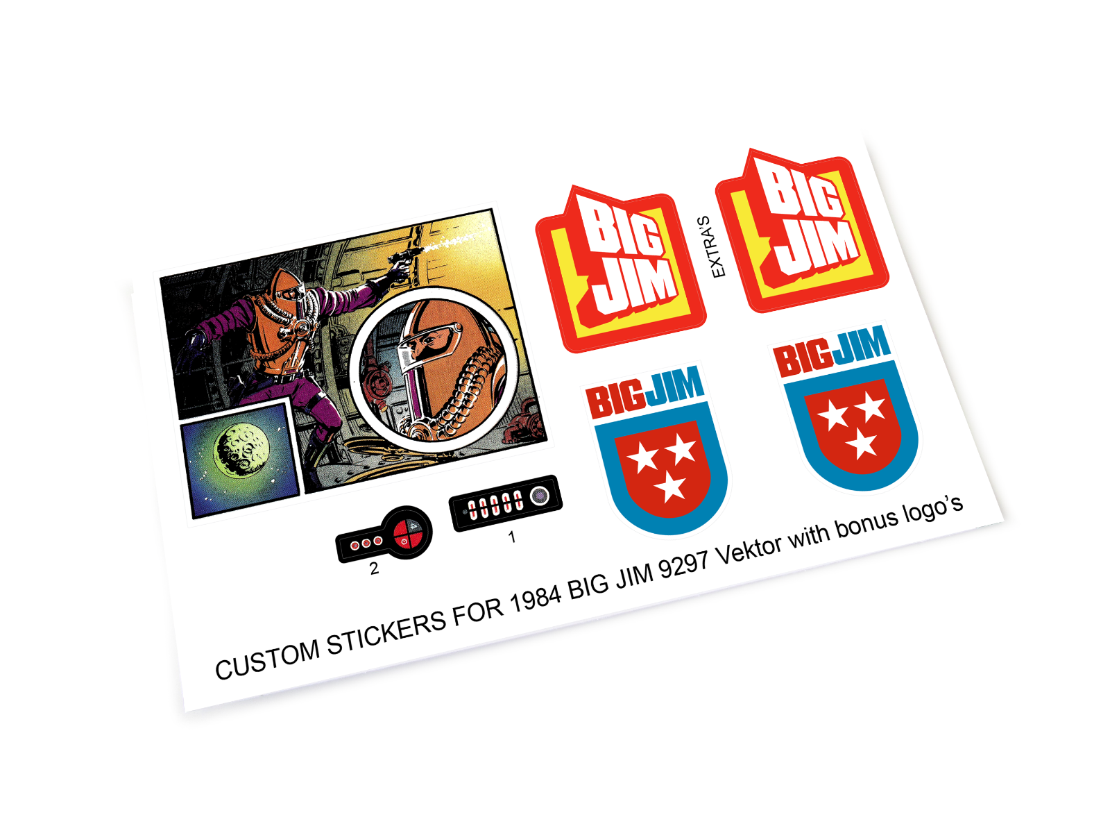 CUSTOM STICKERS for Mattel 1984 BIG JIM Vektor 9297 + bonus logo's | eBay