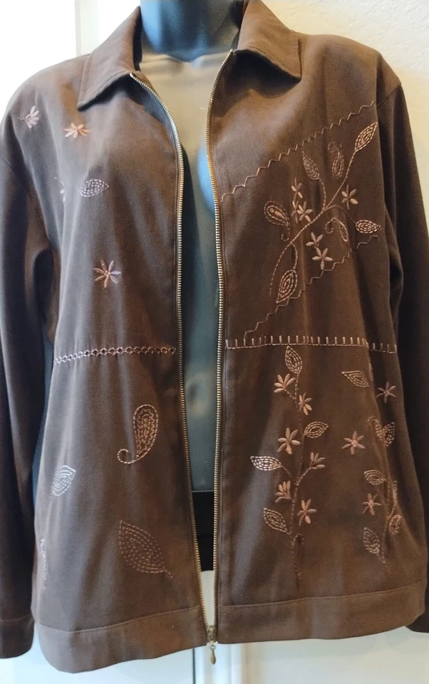 Teddi Jacket Coat Size Medium Womens Brown Floral - Image 4 of 4