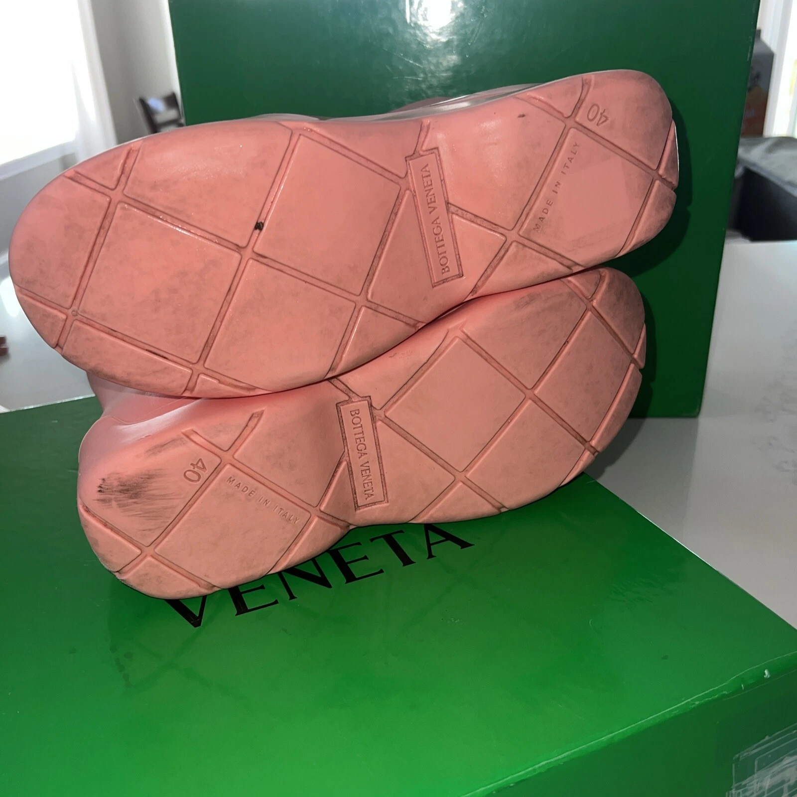 Bottega Veneta Pozzanghera Stivaletto Gomma Fenicottero EU 40 US 9 EUC