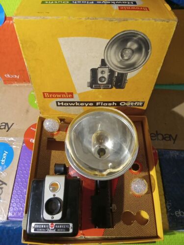 Kodak 177 K Brownie Hawkeye Flash Camera Outfit Box C 620 Film Diffuser Vintage - Picture 1 of 16