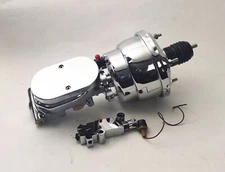 8" CHROME Dual Power Brake Booster + Flat Top Master Cylinder + Disc DrumValve