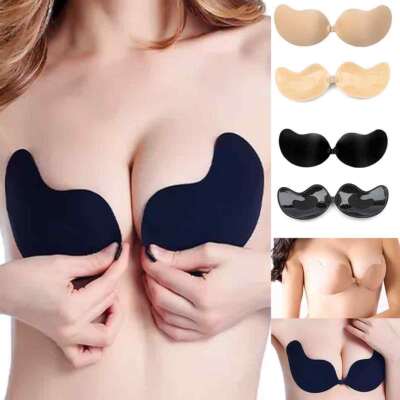 Trägerloser Push-up-BH aus Silikon rückenfrei selbstklebend unsichtbar Spitze zum Aufkleben UK