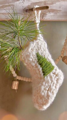 ANTHROPOLOGIE CHUNKY WOOL KNIT FESTIVE HOLIDAY ICON MINI CHRISTMAS STOCKING TREE