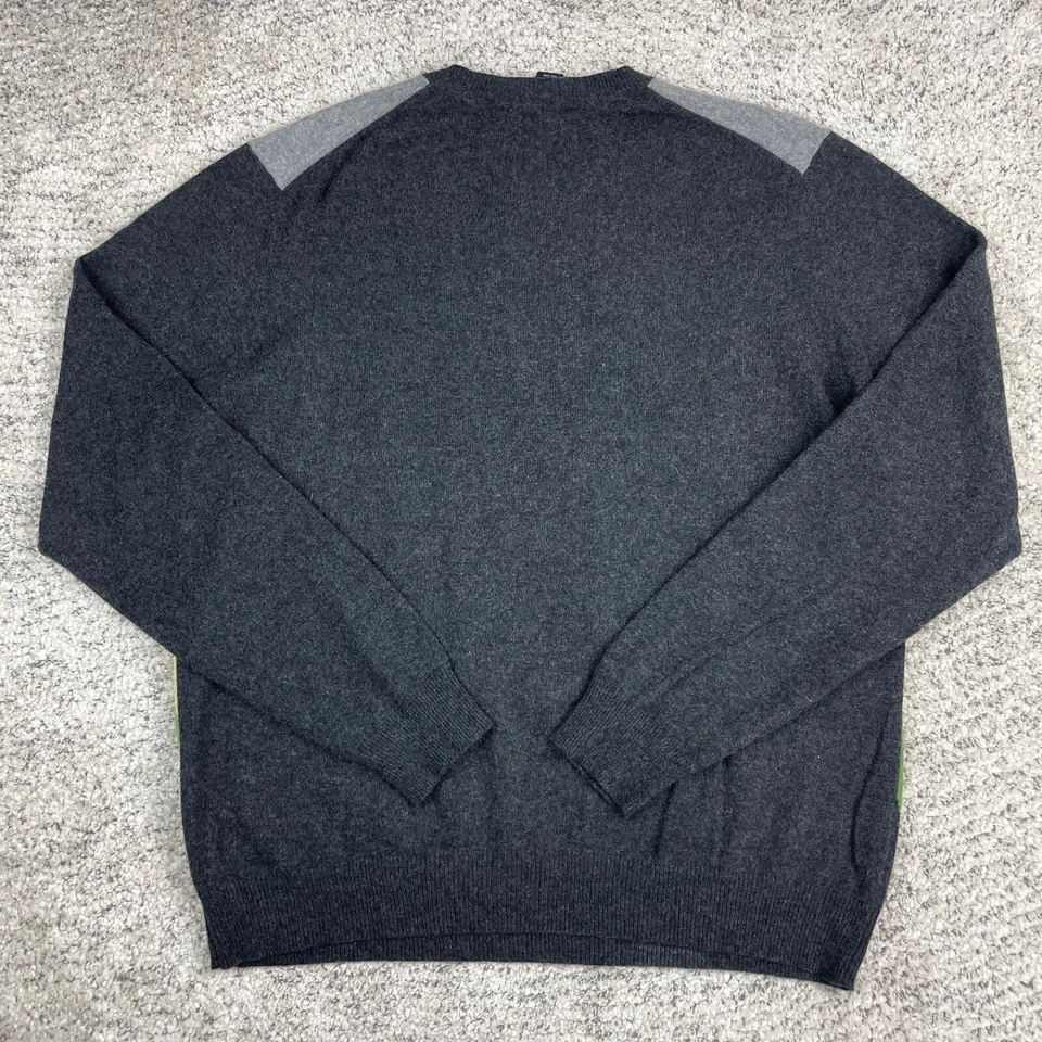 Metropolitan View Sweater Men Large Cashmere Argyle Crew Neck Pullover Knit Gray - Image 2 of 4