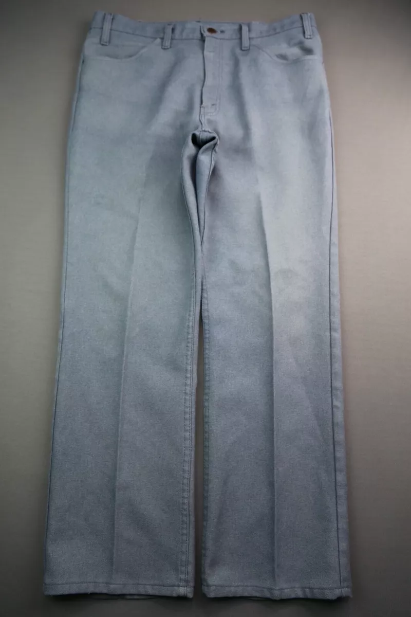 Vintage 1980's Men's Levi's 517 Sta-Prest Poly Pants Boot Cut Blue USA Sz 36x30