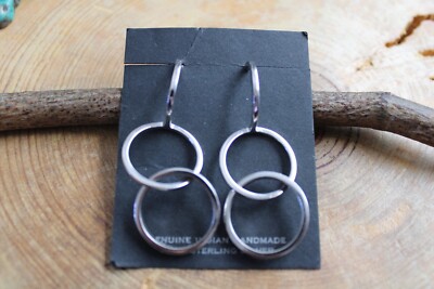 Franco Pianegonda Sterling Silver HOOP & Dangling Open Circles Earrings