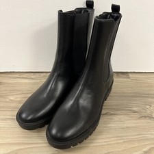 Loft Black Vegan Leather Tall Lug Sole Chelsea Boots Women’s Size 8.5 Nwob