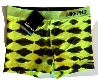 NEW! NIKE PRO [M] Women's 2.5'' Compression Yoga/Gym Shorts-Volt/Black 573730-702
