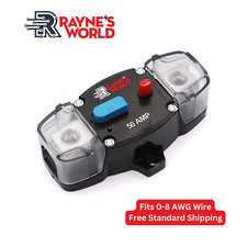 50 Amp 12-48V DC Inline Circuit Breaker w/ Cover Cars/Audio/Boats/Solar/Inverter