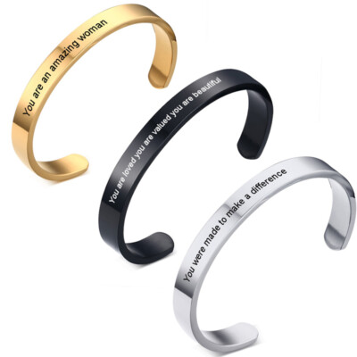 Inspirational Cuff Bracelet Bangle Keep Going Motivational Mantra Quote Bracelet