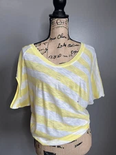 Express yellow white stripes blouson tee shirt size XS summer casual travel