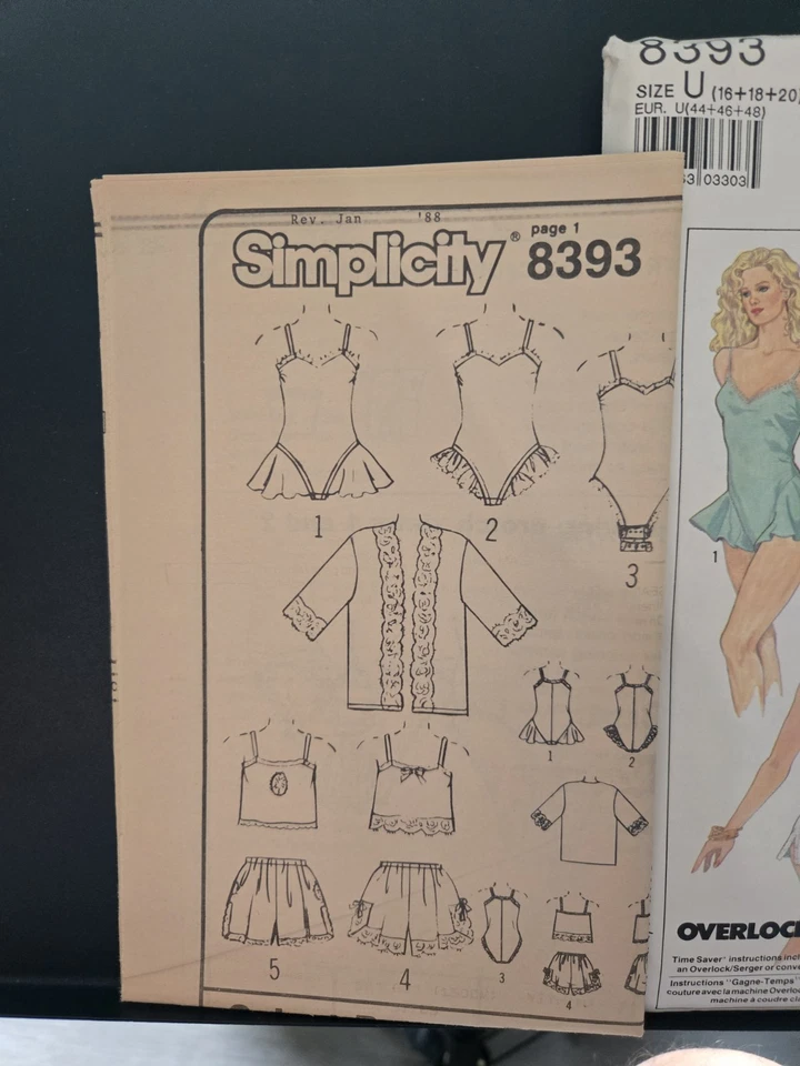 Simplicity 8393 Kimono, Tap Shorts, Bias Camisole and Teddy, Cut, Complete - Image 2 of 3