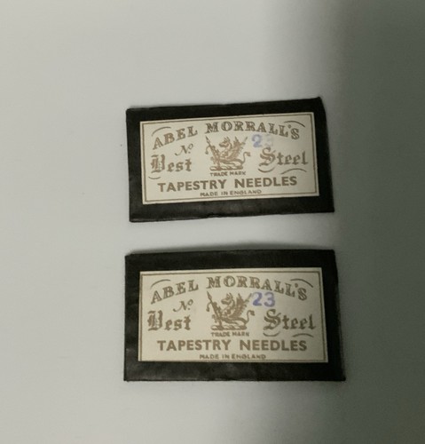 2 Vintage Abel Morrall's Tapestry Needles Packs No 23 Best Steel Made in England