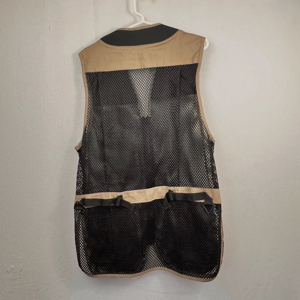 Fieldline Trap Gun Shooting Vest Mens L Khaki Black Mesh Pockets Skeet Hunting - Image 2 of 4