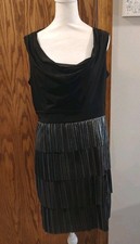 Evening Gown Women's Size 12 Dress Black Metallic Layered Swing SD Collection