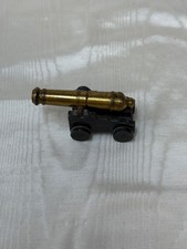 Vintage Cast Iron With Brass Barrel Miniature Replica Toy Cannon MFCO 1/0 3"