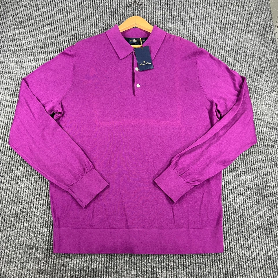 Brooks Brothers Sweater Shirt Mens Large Purple Long Sleeve Cashmere Blend New - Image 4 of 4