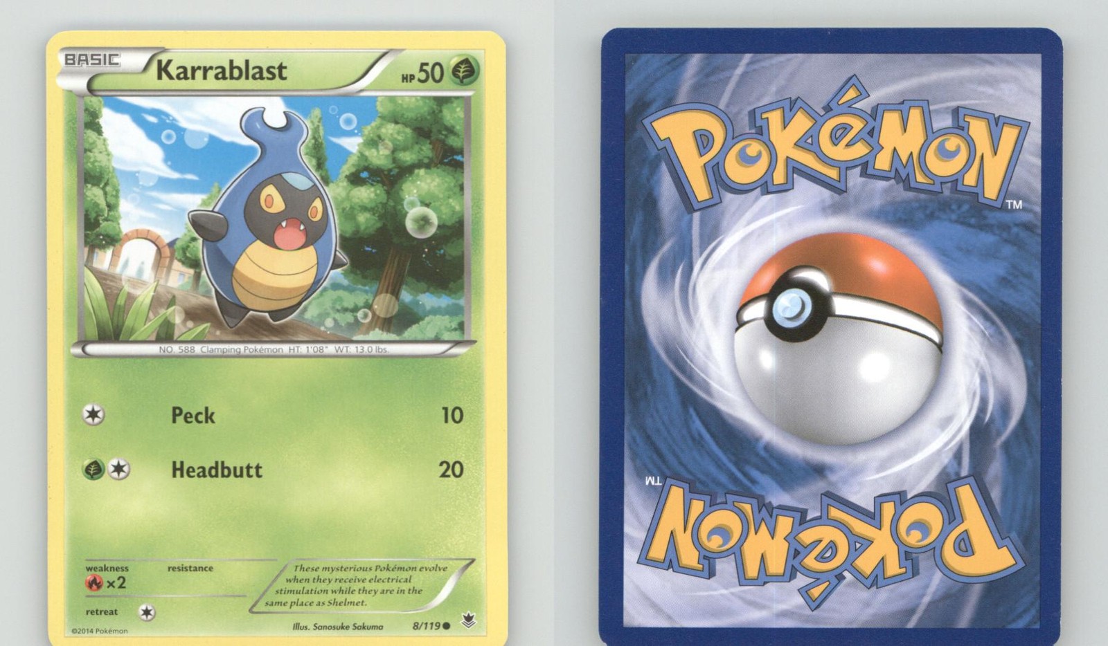 KARRABLAST 8/119 COMMON PHANTOM FORCES POKEMON LIGHTLY PLAYED