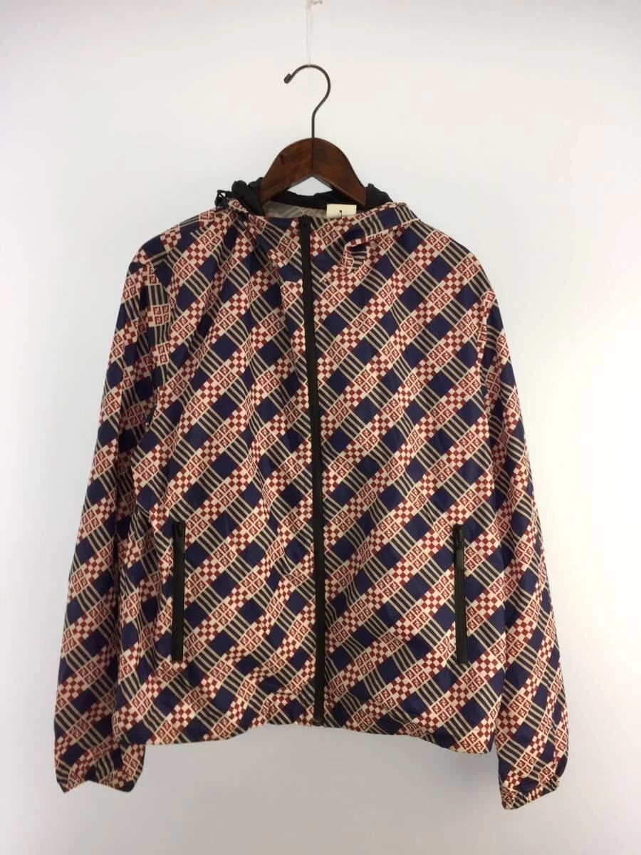 Giacca nylon FENDI 46 poliestere BLU blu rosso fantasia completa check logo FF usata