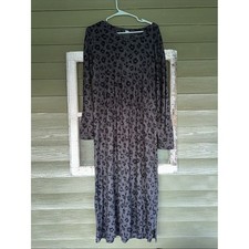 Old Navy Charcoal Gray Leopard Print Long Sleeve Maxi Dress