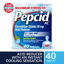 Pepcid AC Maximum Strength 20mg ICY COOL MINT 40 Tablets EXP 10/31/2026