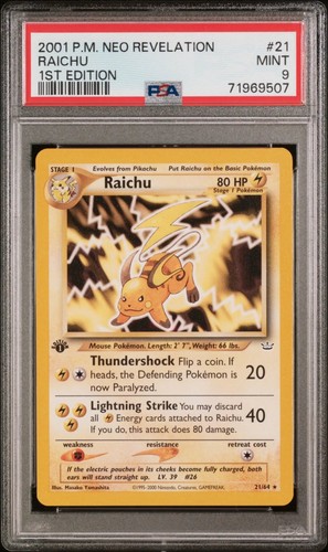 Raichu (1st Edition) graded PSA 9 for sale on eBay