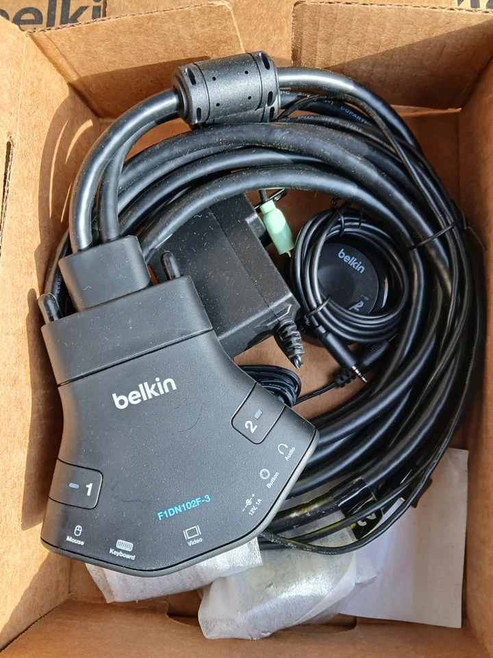 (5) Belkin F1DN102F-3 - 2-Port DVI-D Single Link KVM w/ Audio PP3.0 (Open Box) - Image 3 of 4