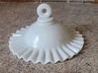 Vintage Hanging Library Oil Kerosene Lamp Ruffled Milk Glass Smoke Bell LOOK!