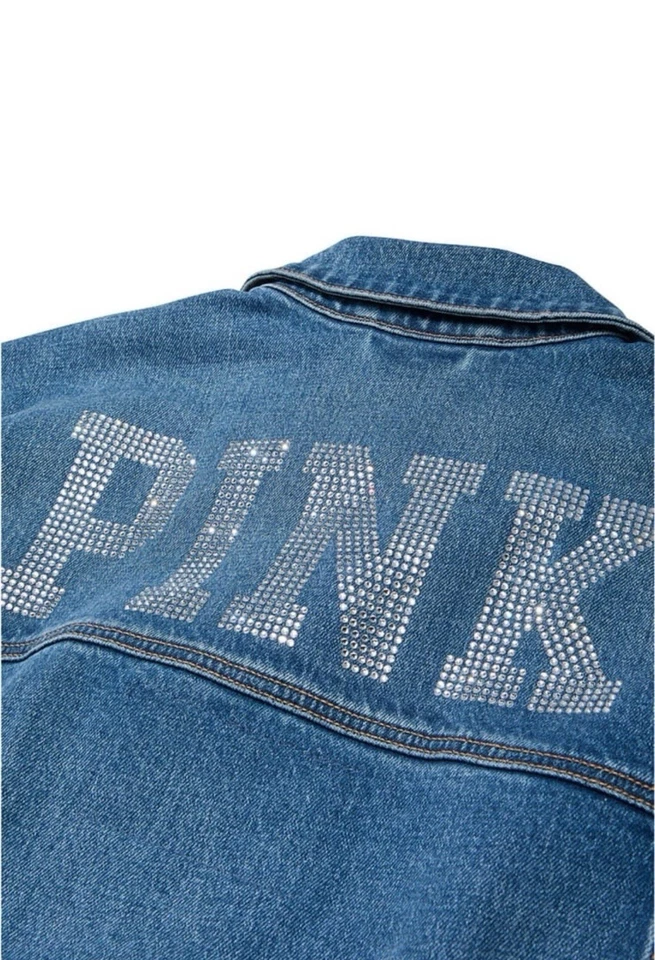 CHAQUETA CAMIONERA VAQUERA ROSA VS EN EDICIÓN LIMITADA LAVADO MEDIO BLING EN GRANDE NUEVA CON ETIQUETAS Foto 3 de 4