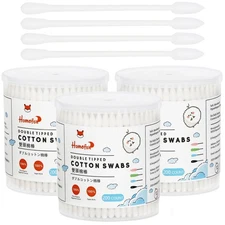 HOMEFOX Cotton Swabs Precision Pointed - 600 Count Pointy Organic Cotton Buds...
