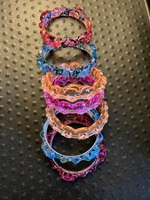 Set of 7 Pastel Solid Floral Girls Bangle Bracelets