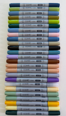 25 Copic Ciao Alcohol Markers Lot Tested Brush & Chisel Artist Marker Set