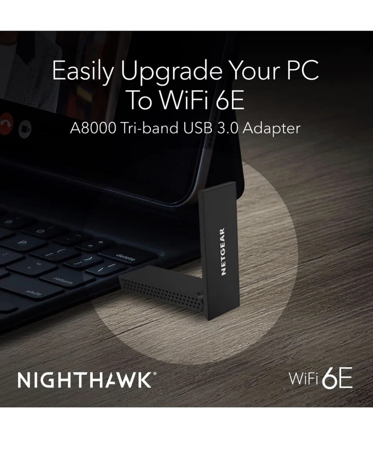 NETGEAR - Nighthawk AXE3000 Tri-Band Wi-Fi 6E USB 3.0 Adapter - Black - Image 3 of 4