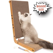 Cat Scratcher, 12.6"x20.3" 120° Scratch Post with Bell Teaser-wand