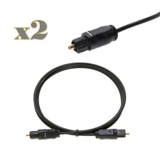 2-Pack - 3FT Toslink Digital Optical Audio Cable SPDIF Fiber Optic Sound Cord
