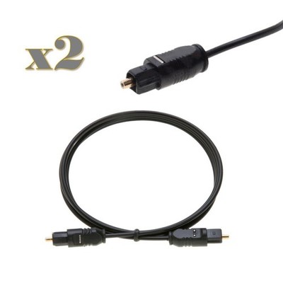 2-Pack - 3FT Toslink Digital Optical Audio Cable SPDIF Fiber Optic Sound Cord