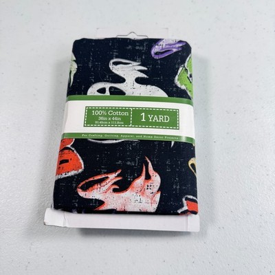 David Textiles fabric black halloween ghost 100% cotton 1 yard