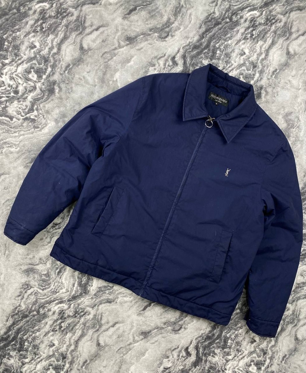 YSL Lサイズダークブルー ジップアップジャケット Vintage Yves Saint Laurent Bomber Jacket YSL Men Size XL Blue | eBay