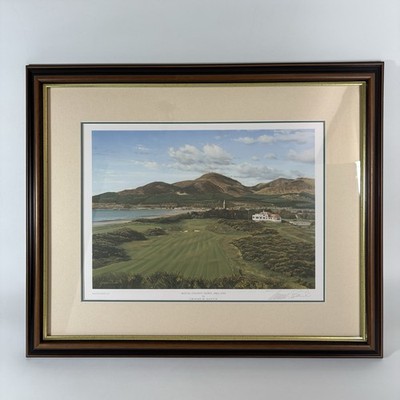 Graeme Baxter ROYAL COUNTY DOWN Ireland Signed Print 22x18, 9th Hole/Mourne View