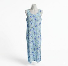 Vintage Erika Floral Blue Purple Rose Maxi Dress Size Small