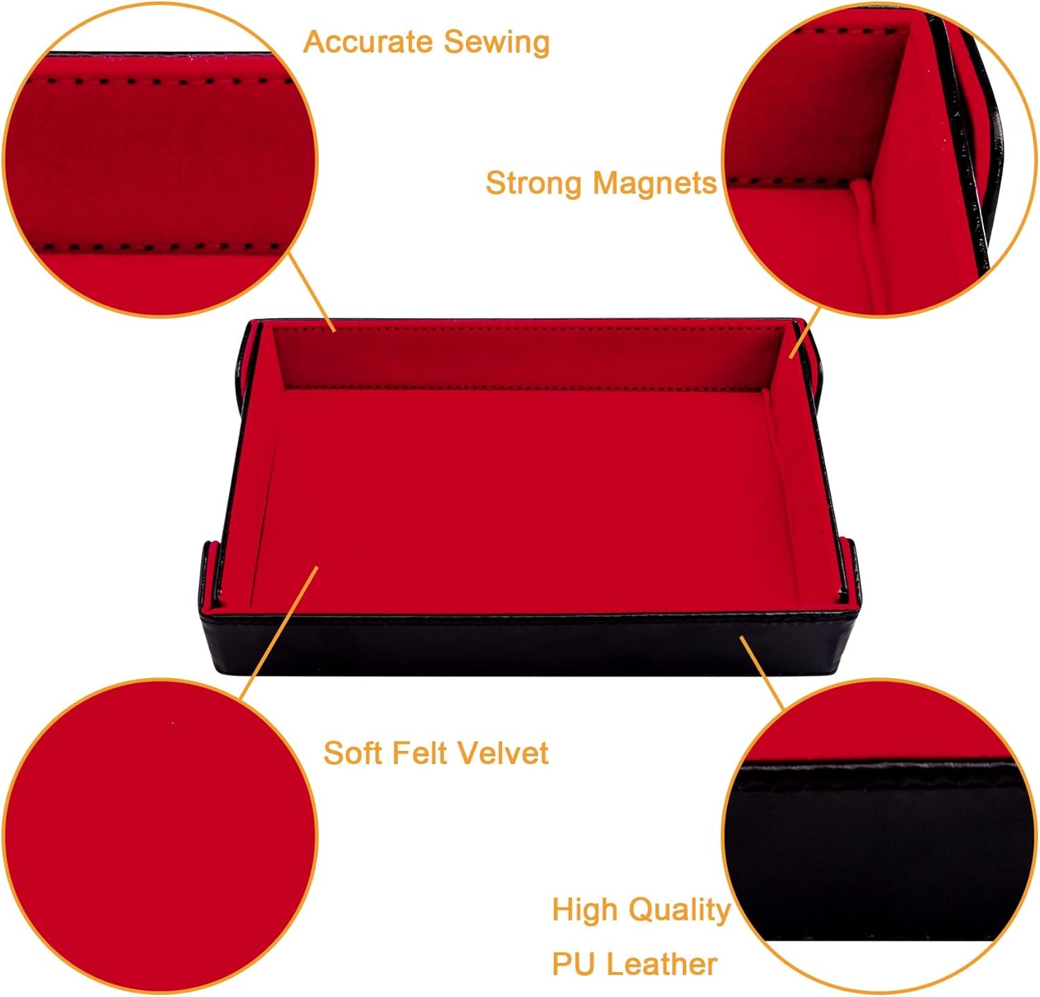 SIQUK 2 Pieces Magnetic Dice Tray Rectangle Folding Black and Red 