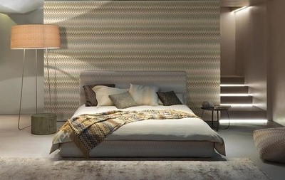 19,11 /qm / Tapete Missoni Home M1A 10065 Zick Zack silber grau creme beige grün